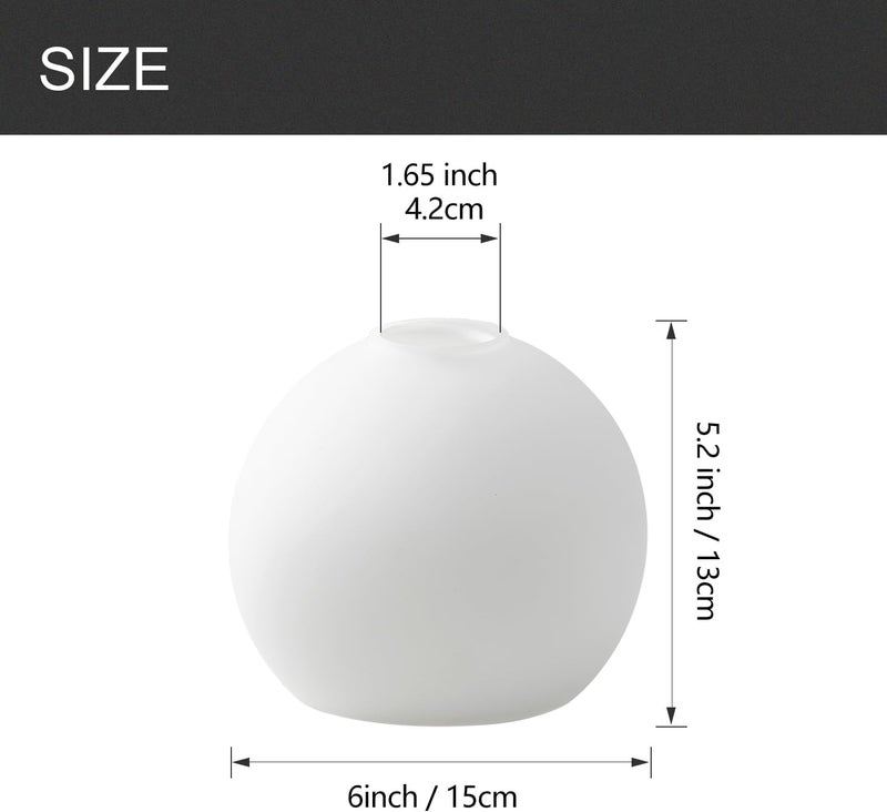 BinoBro 3 Pack Fixture Replacement Globe Shade, 6 Inch Diameter, E26 Base 1-5/8 Inch Fitter, Glass Globe Lampshade Cover for Pendant Wall Sconce Chandelier Vanity Light (3 Pack 6 Inch White Frosted Glass) - Image 3